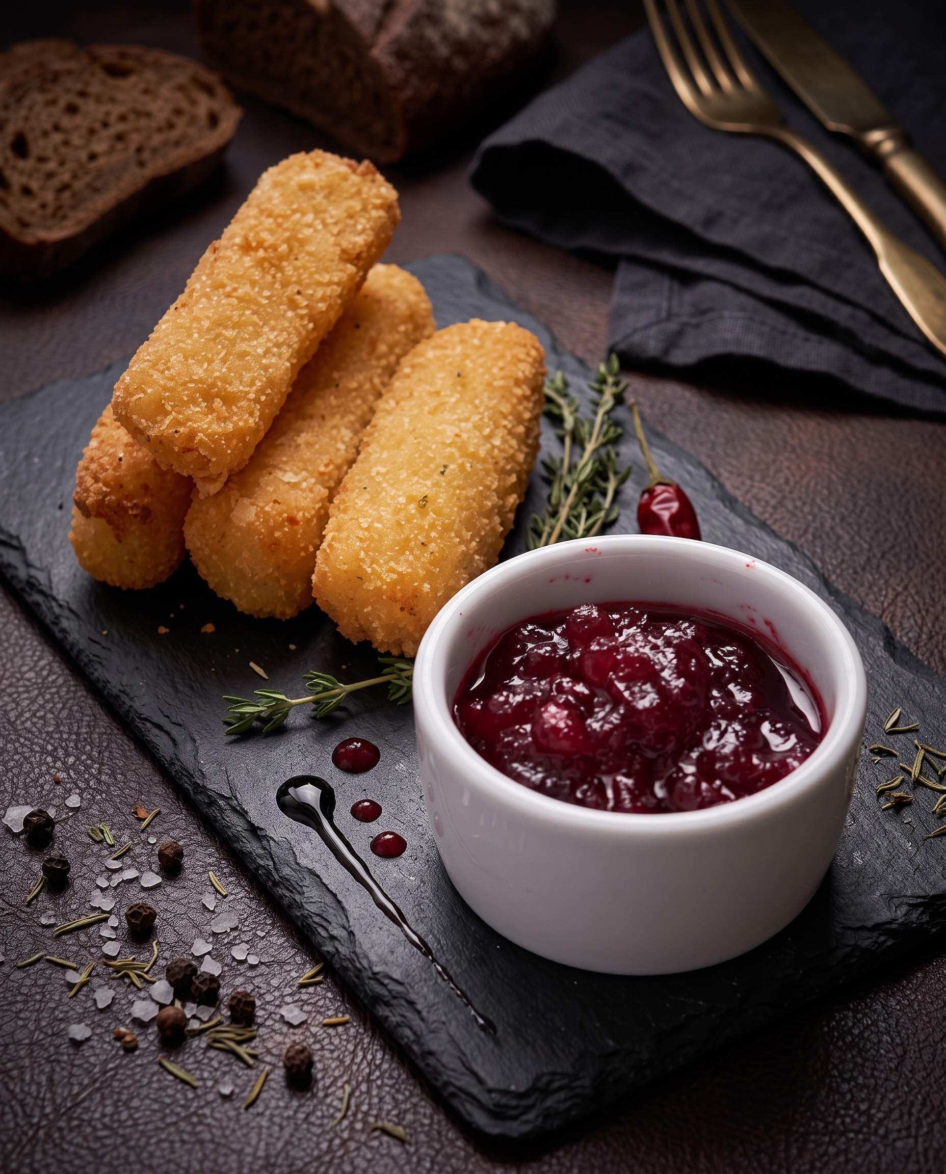 Сырные палочки с брусничным соусом (4шт)